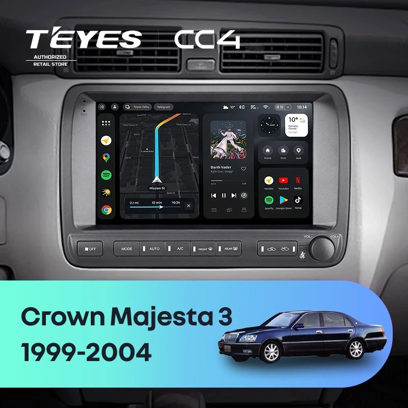 Штатная магнитола Teyes CC4 8/128 Toyota Crown Majesta 3 S170 (1999-2004)