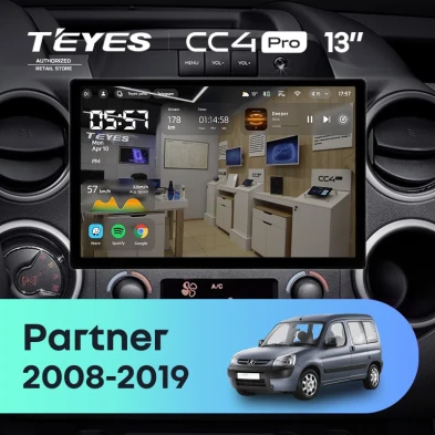 Штатная магнитола Teyes CC4 Pro 8/128 Peugeot Partner (2008-2019) (13")