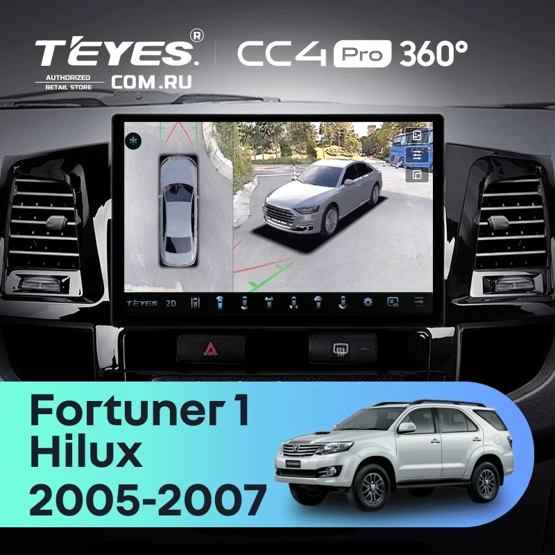 Штатная магнитола Teyes CC4 Pro 360 12/256 Toyota Fortuner (2005-2007) F2 (13")