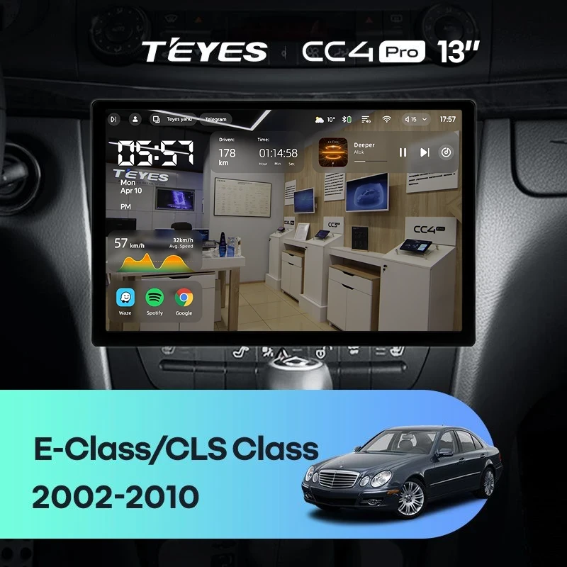 Штатная магнитола Teyes CC4 Pro 8/128 Mercedes-Benz E-Class S211 W211 CLS-Class C219 (2002-2010) (13")