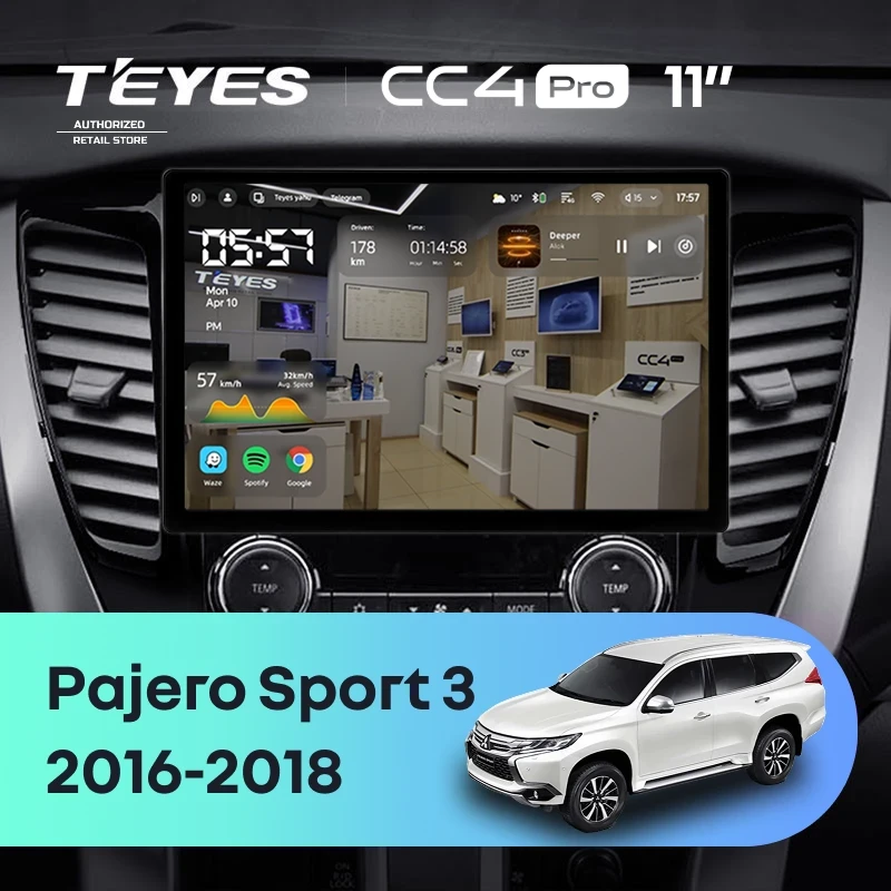 Штатная магнитола Teyes CC4 Pro 8/128 Mitsubishi Pajero Sport 3 (2016-2018) (11")