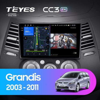 Штатная магнитола Teyes CC3 2K 6/128 Mitsubishi Grandis 1 (2003-2011) F2