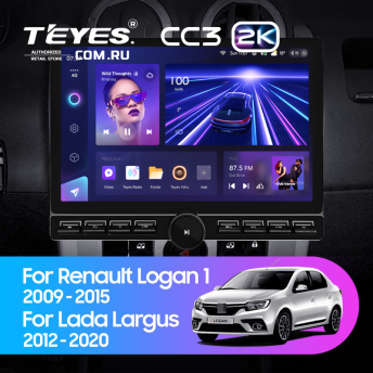 Штатная магнитола Teyes CC3 2K 6/128 Renault Logan 1 (2010-2015) (13" с кнопками)