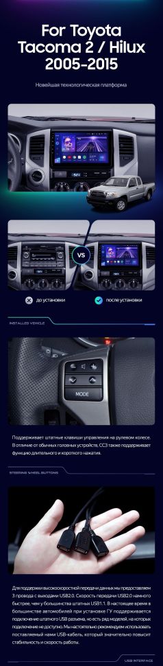 Штатная магнитола Teyes CC3 2K 6/128 Toyota Tacoma 2 (2005-2015)