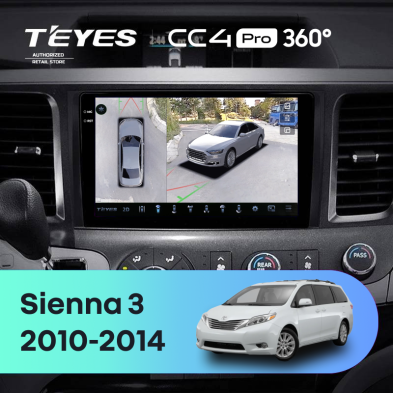 Штатная магнитола Teyes CC4 Pro 360 12/256 Toyota Sienna 3 XL30 (2010-2014)