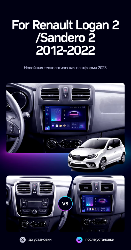 Штатная магнитола Teyes CC3 2K 6/128 Renault Sandero 2 (2013-2022) F1