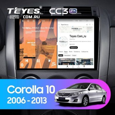 Штатная магнитола Teyes CC3 2K 4/64 Toyota Corolla 10 E140 E150 (2006-2013) Тип-A (13")