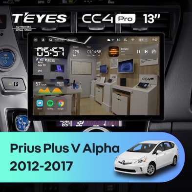 Штатная магнитола Teyes CC4 Pro 8/128 Toyota Prius Plus V Alpha (2012-2017) Правый руль (13")