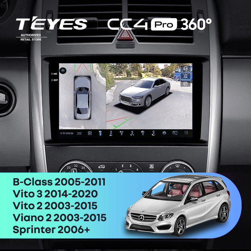 Штатная магнитола Teyes CC4 Pro 360 8/128 Mercedes-Benz B-Class T245 (2005-2011)