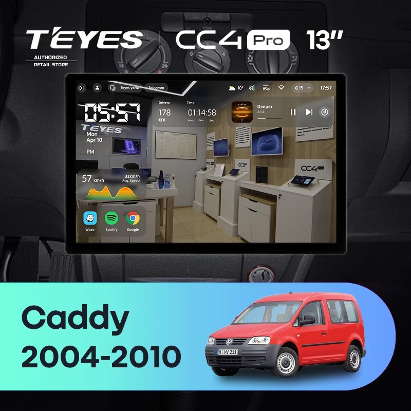 Штатная магнитола Teyes CC4 Pro 12/256 Volkswagen Caddy 2K (2004-2010) (13")