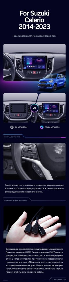 Штатная магнитола Teyes CC3 4/32 Suzuki Celerio (2014-2023)