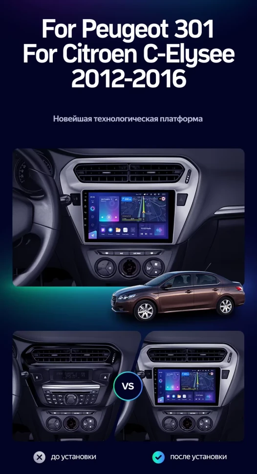 Штатная магнитола Teyes CC3L 4/64 Peugeot 301 (2012-2016) F2