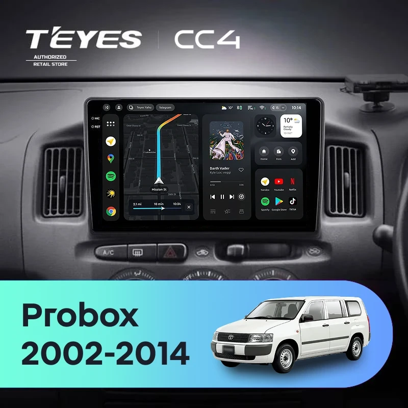 Штатная магнитола Teyes CC4 6/64 Toyota Probox XP50 XP160 (2002-2014) Правый руль