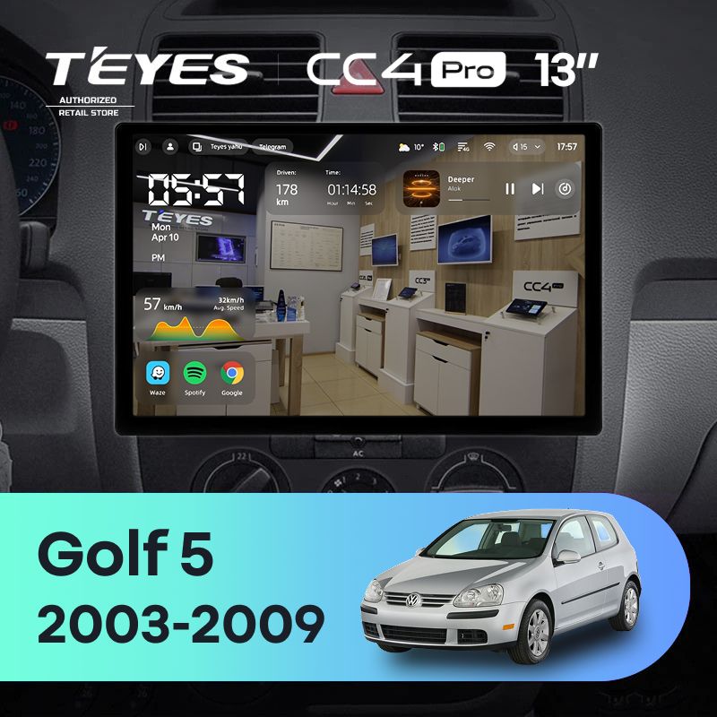 Штатная магнитола Teyes CC4 Pro 8/128 Volkswagen Golf 5 (2003-2009) F3 (13")