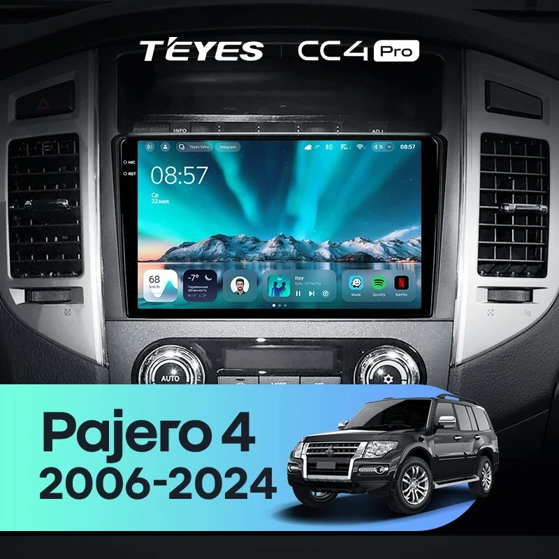 Штатная магнитола Teyes CC4 Pro 8/128 Mitsubishi Pajero 4 V80 V90 (2006-2024)