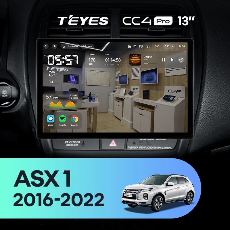 Штатная магнитола Teyes CC4 Pro 8/128 Mitsubishi ASX (2016-2026) Тип-A (13")