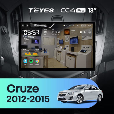 Штатная магнитола Teyes CC4 Pro 8/128 Chevrolet Cruze J300 J308 (2012-2015) (13")
