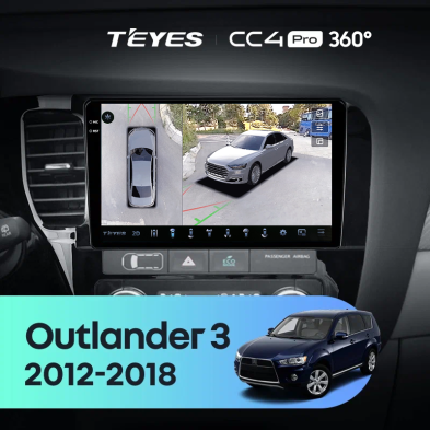 Штатная магнитола Teyes CC4 Pro 360 12/256 Mitsubishi Outlander 3 GF0W GG0W (2012-2018) Тип-A Правый руль