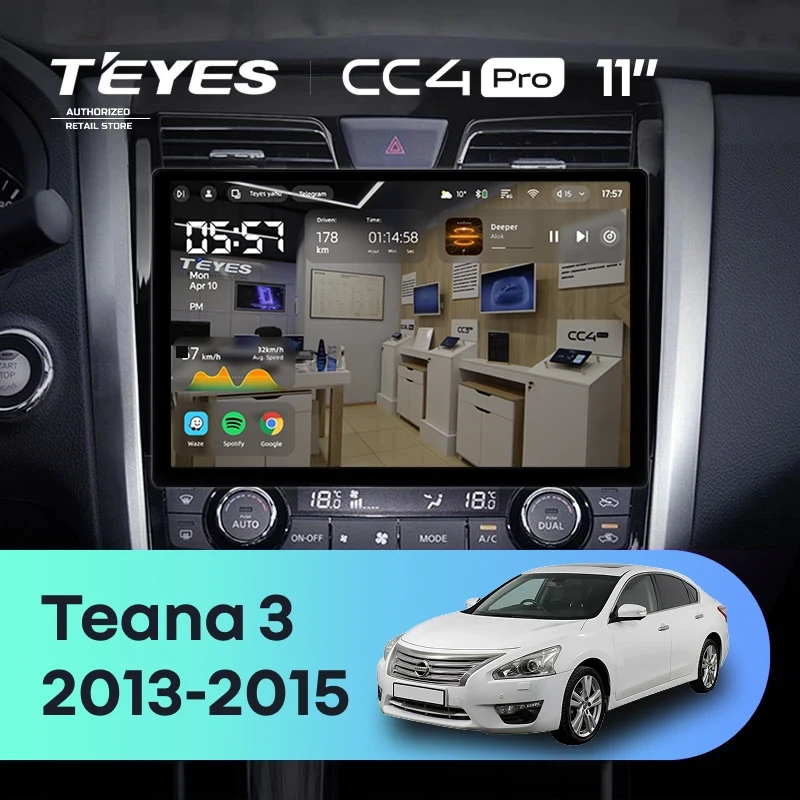 Штатная магнитола Teyes CC4 Pro 12/256 Nissan Teana J33 (2013-2015) Тип-C (11")