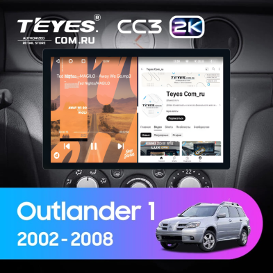 Штатная магнитола Teyes CC3 2K 360 6/128 Mitsubishi Outlander 1 (2002-2008) F2 (13")