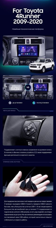 Штатная магнитола Teyes CC3 2K 4/64 Toyota 4Runner 5 N280 (2009-2020)