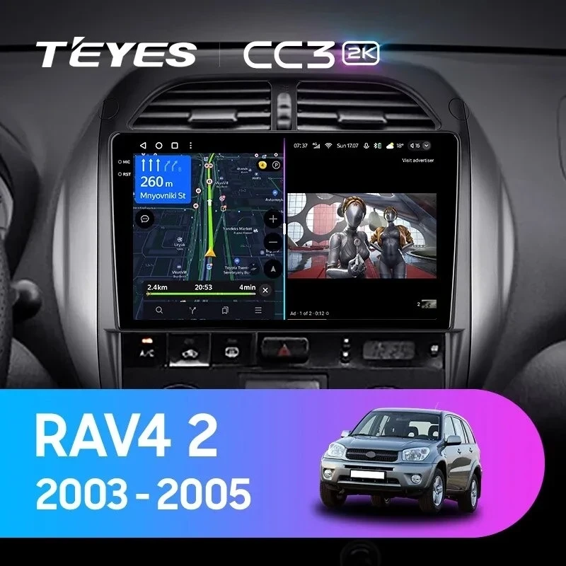 Штатная магнитола Teyes CC3 2K 4/64 Toyota RAV4 2 CA20 CA20W XA20 (2003-2005) F4