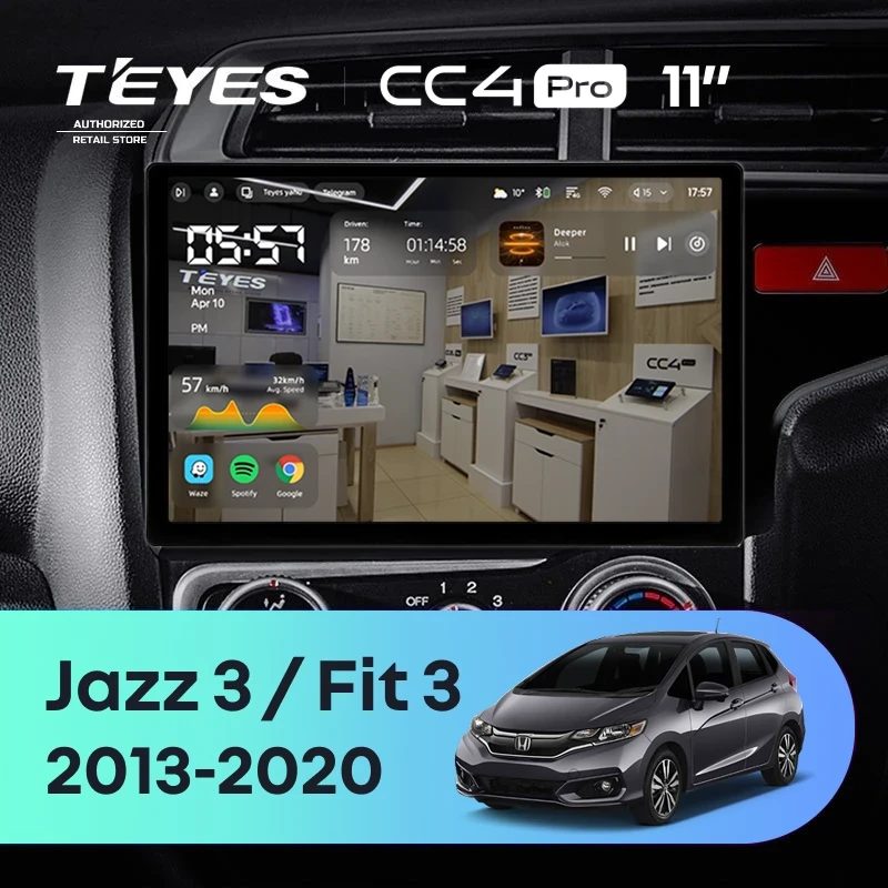 Штатная магнитола Teyes CC4 Pro 8/128 Honda Jazz 3 (2015-2020) Тип-B Правый руль (11")