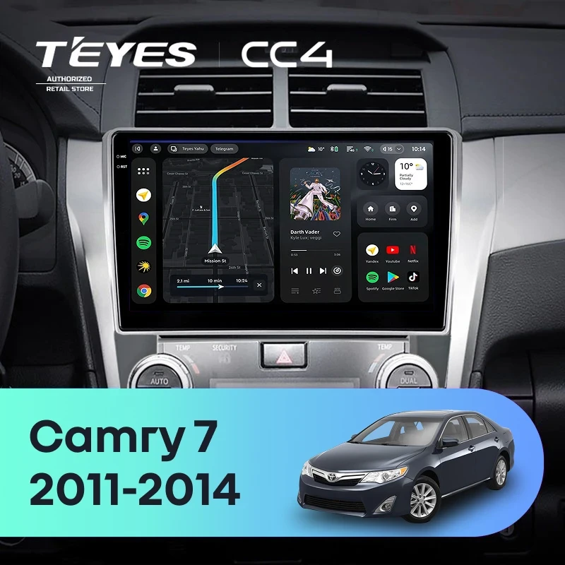 Штатная магнитола Teyes CC4 6/64 Toyota Camry 7 XV 50 55 (2011-2014) (черная) F2