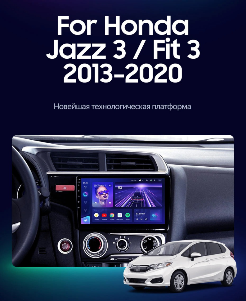 Штатная магнитола Teyes CC3 2K 4/32 Honda Jazz 3 (2013-2020) Тип-A